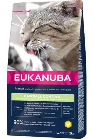 Super Prezzo Eukanuba Hairball Control per Gatto Adulto con Pollo e Fegato 2 kg