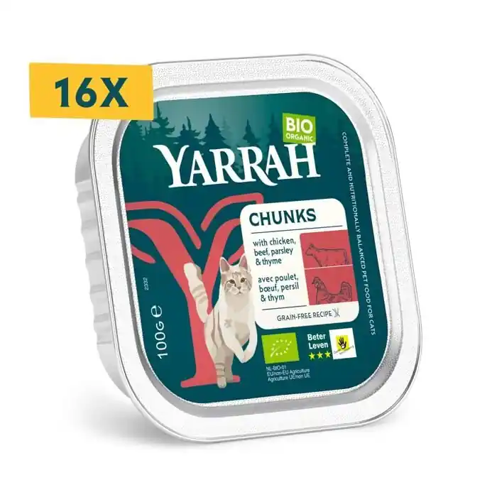Yarrah Bio Bocconcini pollo e manzo in salsa al prezzemolo e al timo per gatto 16 x 100 g Più Venduto