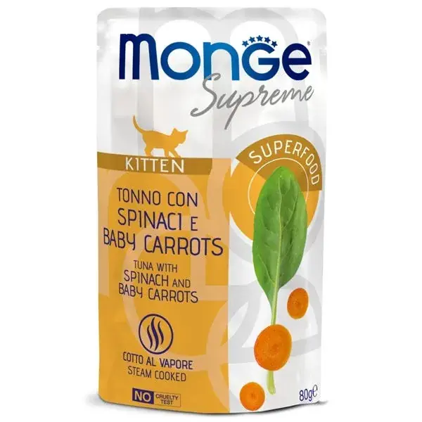 Monge Supreme Kitten Pezzetti Di Tonno Con Spinaci E Carote Baby 80G Offerta Lampo