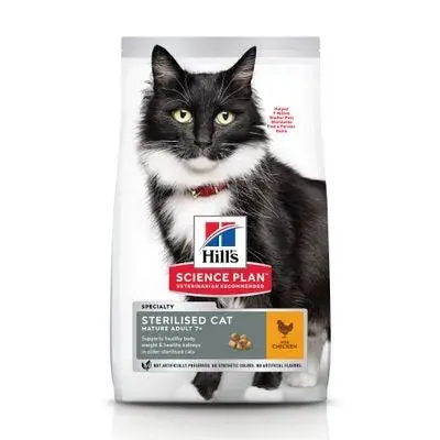 Acquista Ora Hill‘s Science Plan Mature Adult 7+ Sterilised Cat Alimento Per Gatti Al Pollo 300G