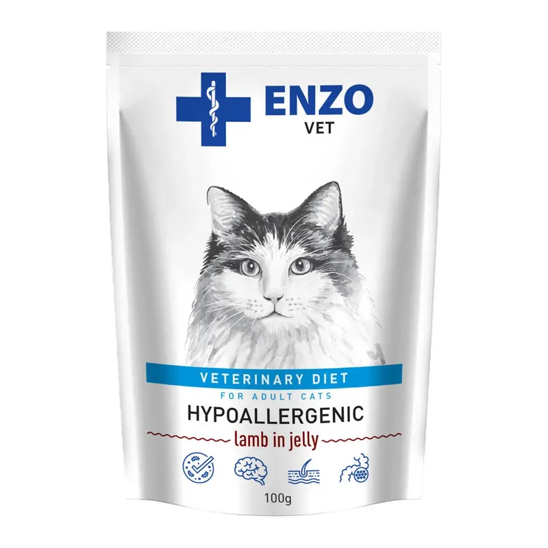 Saldi ENZO VET Hypoallergenic per gatti con agnello in gelatina 100g