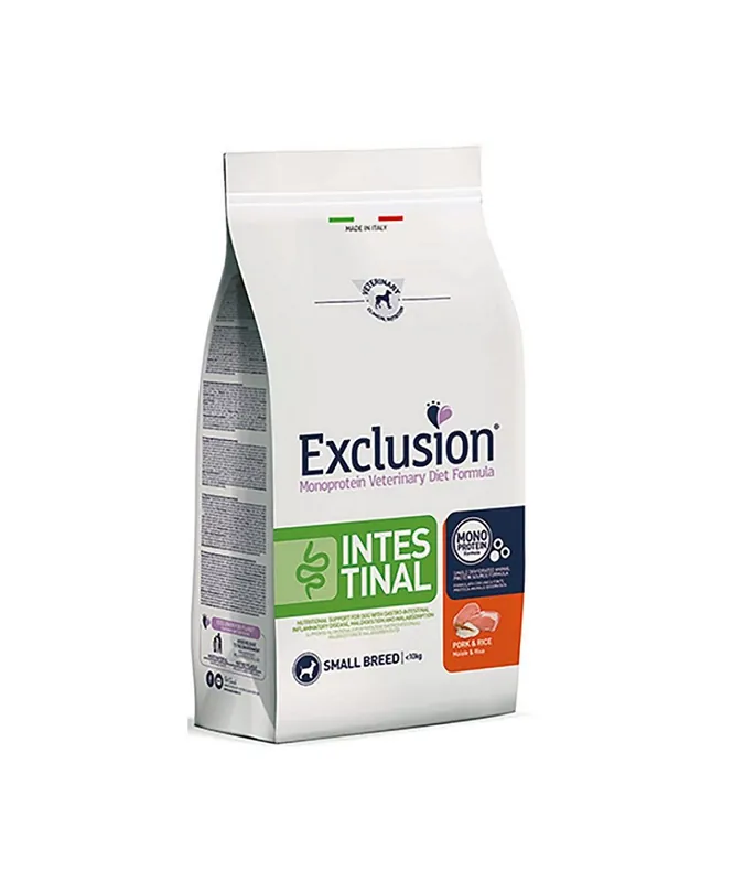Economico Exclusion Diet Intestinal per Cane Small Breed con Maiale e Riso da 2 Kg