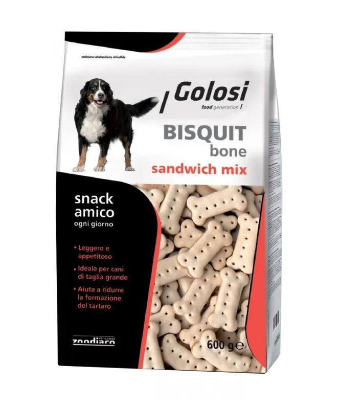 Golosi Bisquit Bone Sandwich Mix per Cani da 600 gr Prezzo Basso