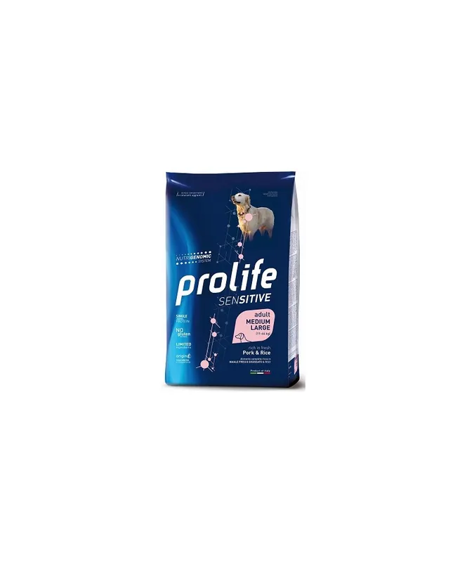 Offerta Speciale Prolife Sensitive per Cani Adult Medium/Large con Maiale e Riso da 2,5 Kg
