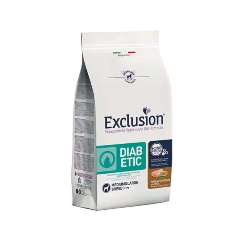 Ultima Occasione Exclusion vet diet diabetic medium/large maiale e piselli 12kg