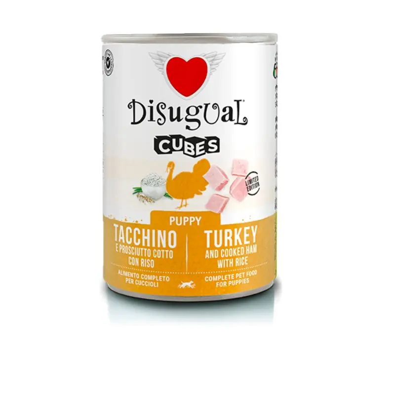 Disugual puppy cubes tacchino e prosciutto cotto con riso 400gr Must-Have