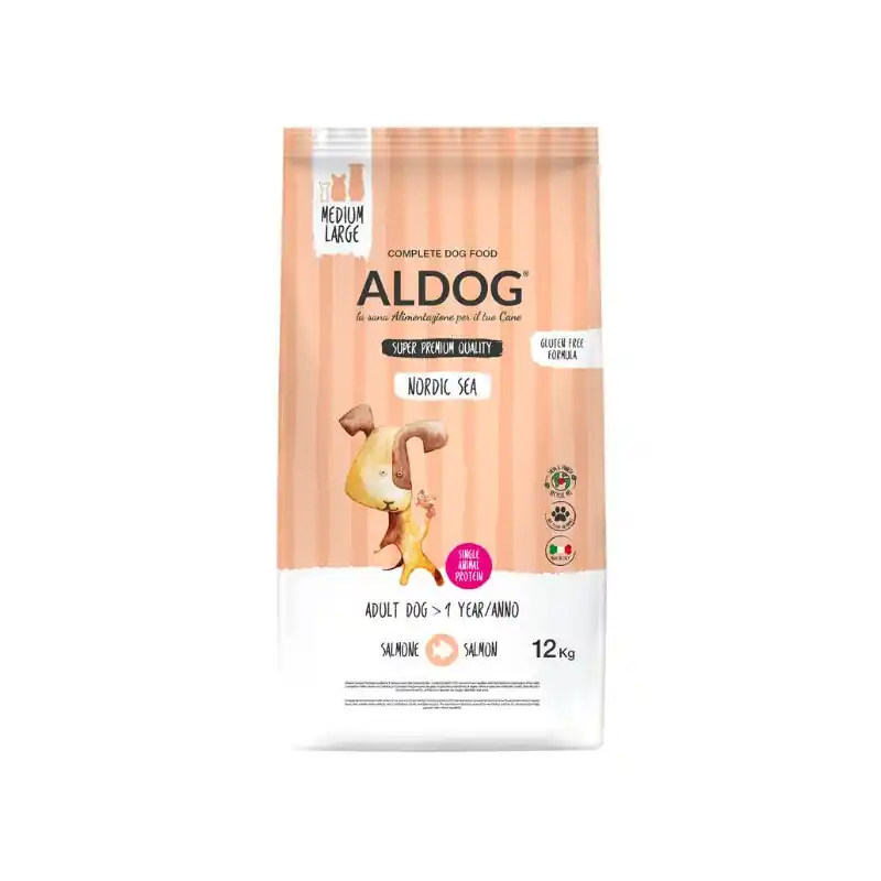 Aldog Super Premium Nordic Sea Medium Large con Salmone e Riso per Cani Reso Gratuito