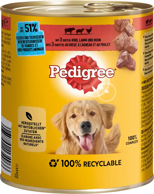 Pedigree Patè con Manzo, Agnello e Pollo, 800 g Nuovo Arrivo