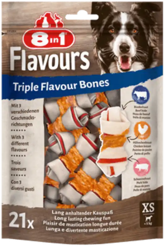 Miglior Prezzo 8in1 Flavour - Osso Masticabile al Triplo Gusto, XS
