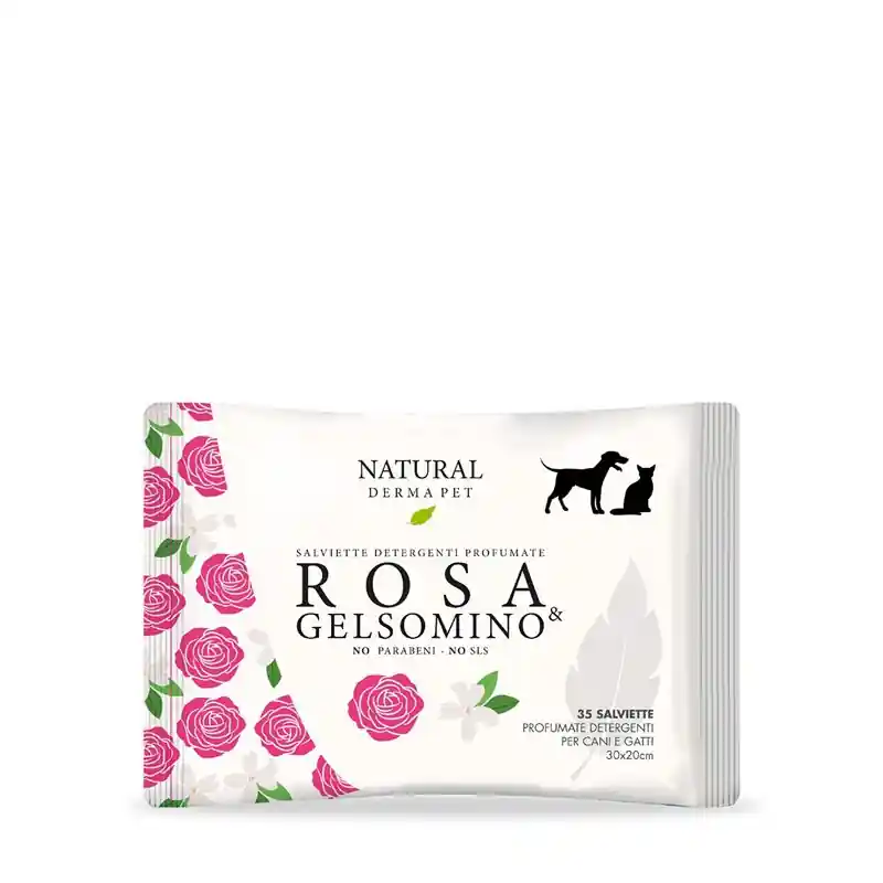 NATURAL DERMA PET - SALVIETTE DETERGENTI PROFUMATE ROSA E GELSOMINO Super Prezzo