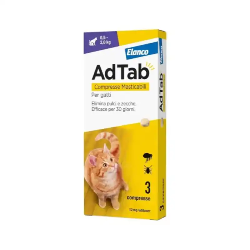 ADTAB GATTI (3 cpr) - Antiparassitario in compresse masticabili per gatti - CentroVete Bestseller