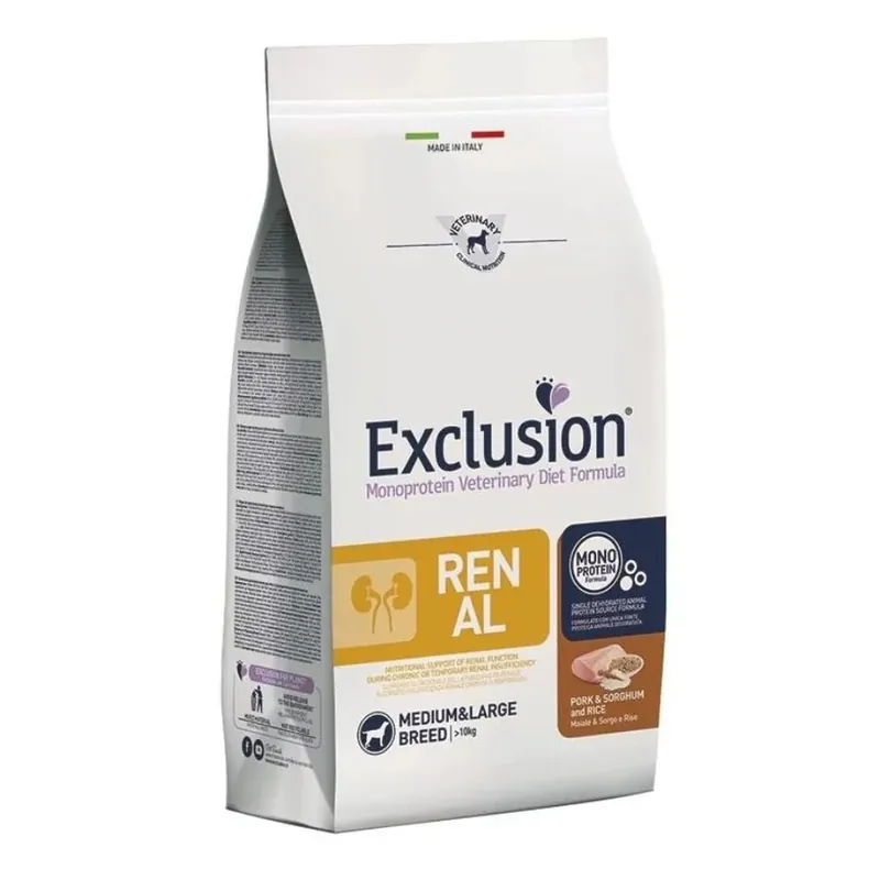 Promozione Esclusiva Exclusion Renal Cibo Cani Medium Large Maiale E Sorgo 12Kg