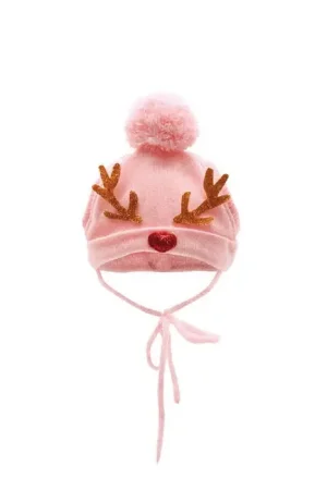 Cappello Elegante Per Cani E Gatti In Maglia Rasata Con Renna - Rosa Pastello Compra Oggi Stesso