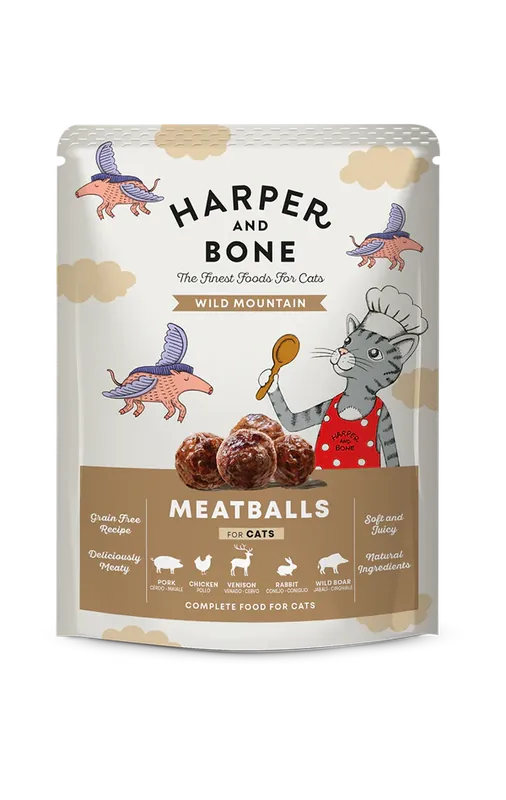 Più Venduto Harper and Bone Pouch Meat Balls Wild Mountain Umido Gatto
