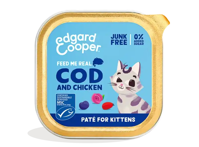 Sconto Edgard&Cooper “Feed me real” Merluzzo e Pollo per Gattini Kitten