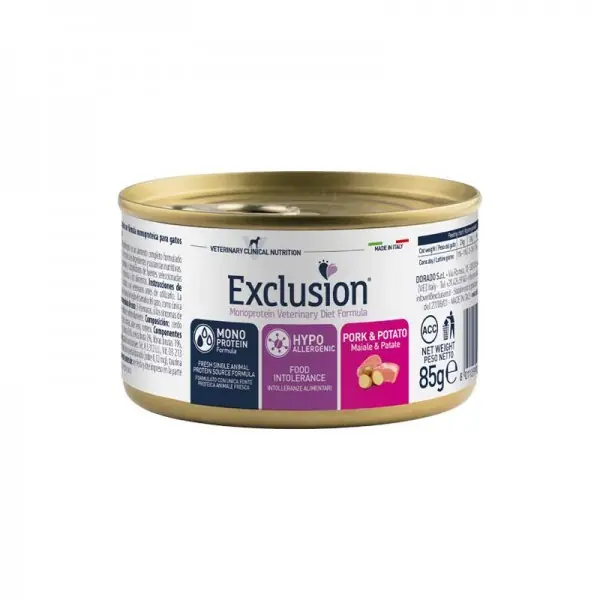 Ultime Pezzi Exclusion Hypoallergenic Umido Gatto Maiale e Patate